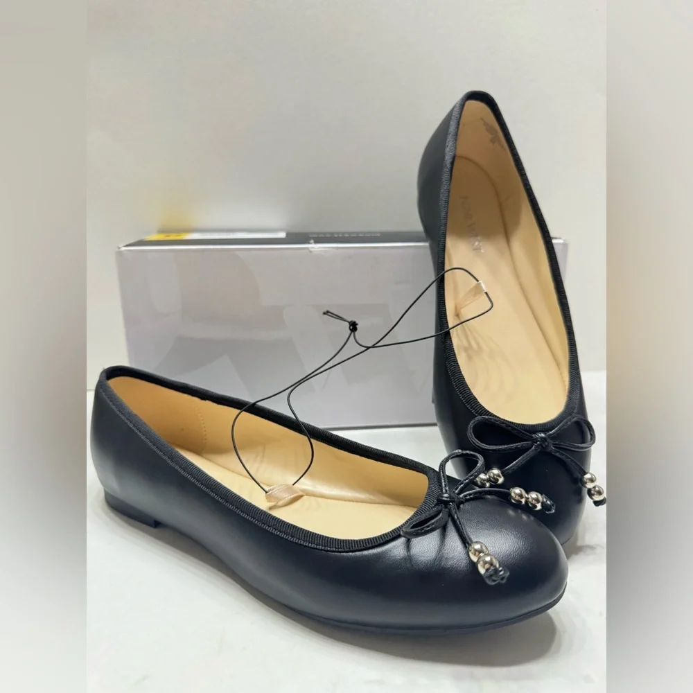 NEW Nine West Women’s Slip On Bow Toe Flat Shoes Black Size 7-10_7